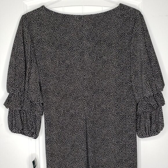 Ralph Lauren V Neck Surplice Jersey Dress Womens 14 Black Polka Dot Knee Length - Picture 10 of 15